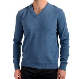 Brooks Brothers Pima Cotton V-Neck Sweater Men XL Blue Knit Vintage